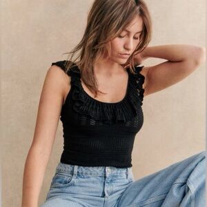 Sezane Lina Lace Top Small Black